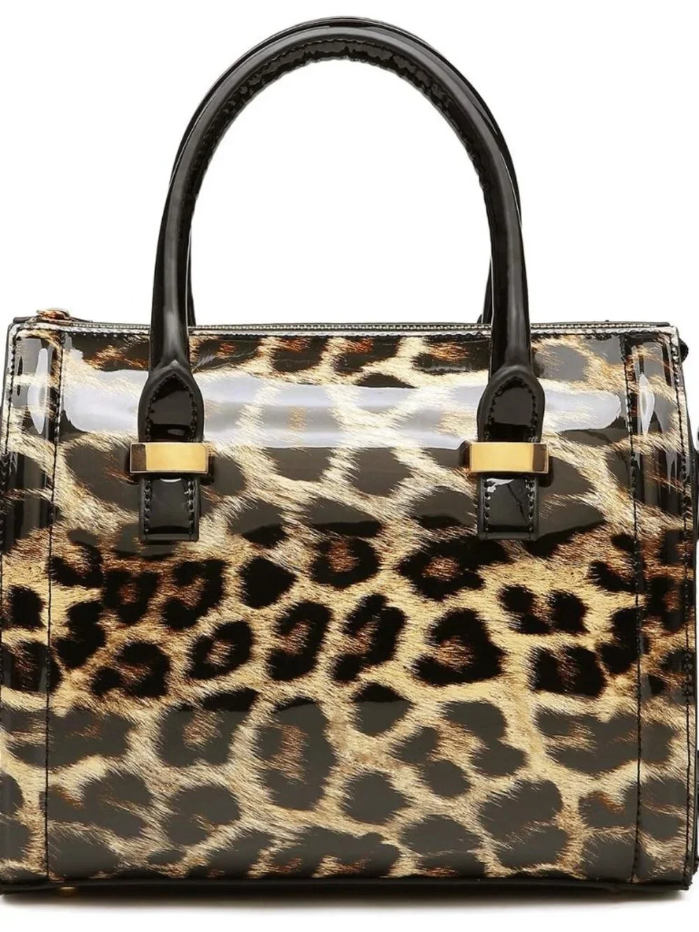 Shiny Patent Faux Leather Handbags Barrel Top Handle Purse Satchel Bag Shoulder